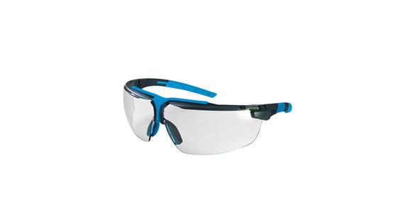 Schutzbrille i-3, Rahmen anthrazit/blau, Scheibe klar, UV 400
