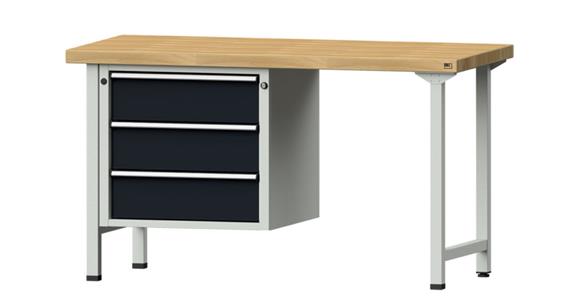 Kombiwerkbank 1500x700x850mm Modell 706V Buche-Massiv-Platte RAL7035/7016
