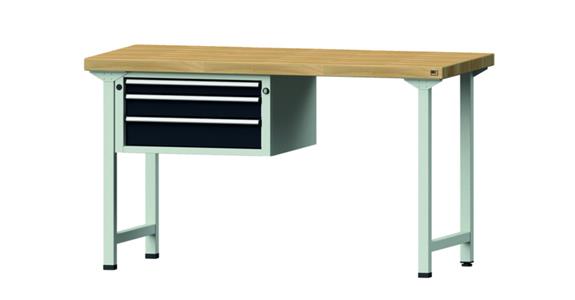 Kombiwerkbank 1500x700x850mm Modell 502V Buche-Massiv-Platte RAL7035/7016