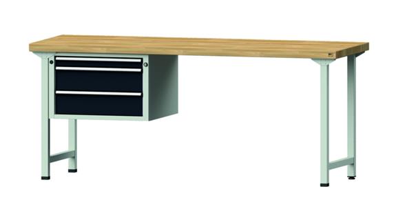 Kombiwerkbank 2000x700x850mm Modell 622V Buche-Massiv-Platte RAL7035/7016