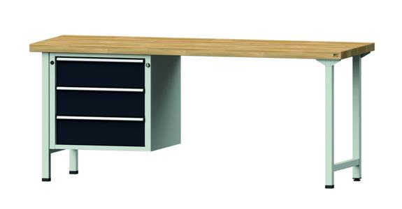 Kombiwerkbank 2000x700x850mm Modell 726V Buche-Massiv-Platte RAL7035/7016