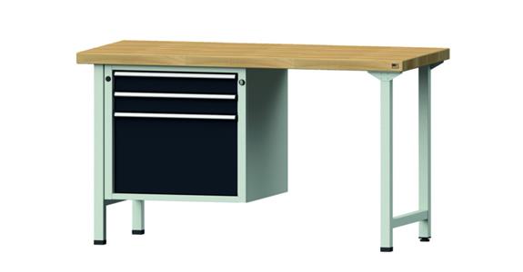 Kombiwerkbank 1500x700x850mm Modell 702V Buche-Massiv-Platte RAL7035/7016