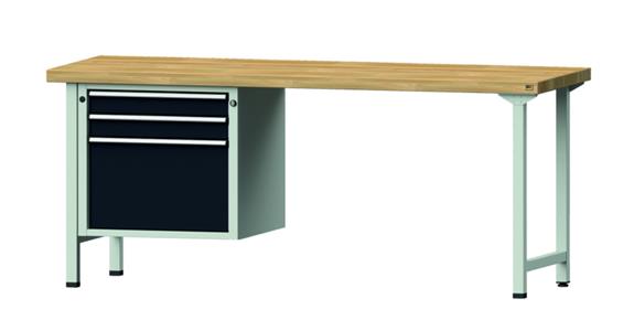 Kombiwerkbank 2000x700x850mm Modell 722V Buche-Massiv-Platte RAL7035/7016