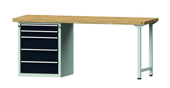 Kombiwerkbank 2000x700x850mm Modell 830V Buche-Massiv-Platte RAL7035/7016