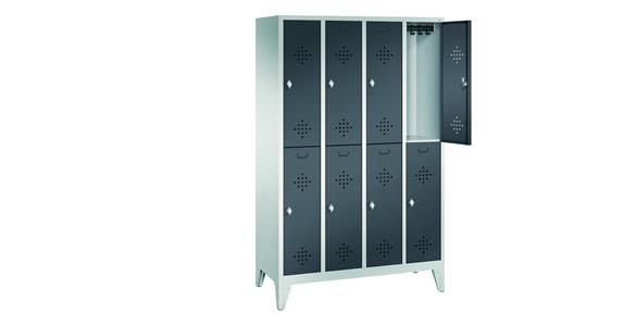 Doppelstöckiger Garderobenschrank 4Abteile mit Füßen 7035/7016 1850x1190x500mm