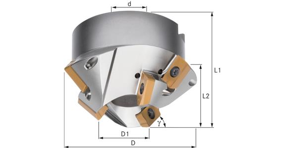 ATORN Wendeschneidplatten-Fasenfräser 45 Grad 3 Zähne 75 mm für 6 WSP APKT 1604