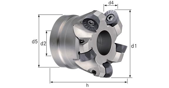 ATORN Planfräser/Kopierfräser Z=4 Durchmesser 50,0 mm, d2 = 22,0 mm, Z=4