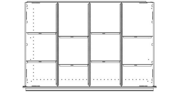 Schubladeneinteilungsset 12 Fächer Höhe 120 bis 360 mm Breite 1022 mm Serie DBG