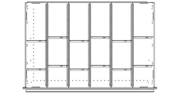 Schubladeneinteilungsset 18 Fächer Höhe 120 bis 360 mm Breite 1022 mm Serie DBG