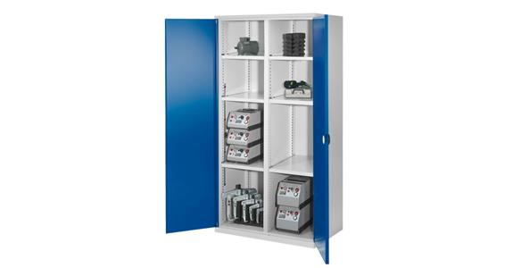 Schwerlastschrank H1950xB1000xT600mm 6 Fachböden mit Vollblechtüren 7035/5010