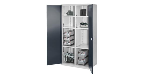 Schwerlastschrank H1950xB1000xT600mm 6 Fachböden mit Vollblechtüren 7035/7016