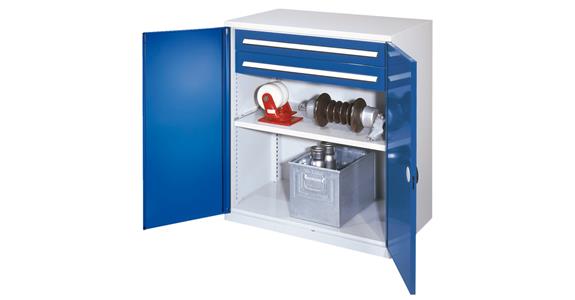 Schwerlastschrank H1100xB1000xT600mm 1Fachboden+2Schubladen ohne MW 7035/5010