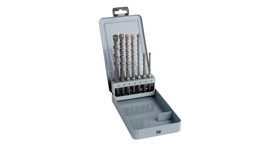 Hartmetall-Hammerbohrer-Satz SDS-plus 7 teilig in Metallkassette