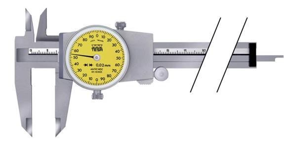 Messschieber mit Rundskala 0-150 mm Ablesung 0,02 mm 2mm/U