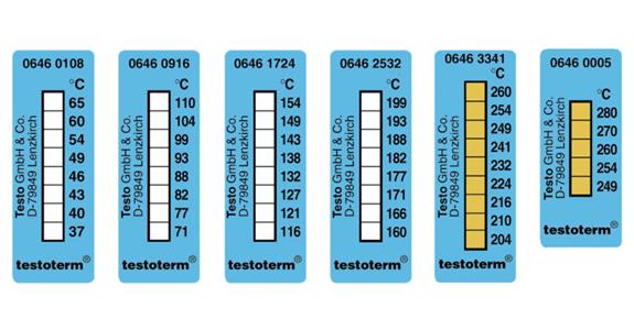 Temperatur-Messstreifen 10 Stück Gen. +/-1% Messbereich °C +37...+65