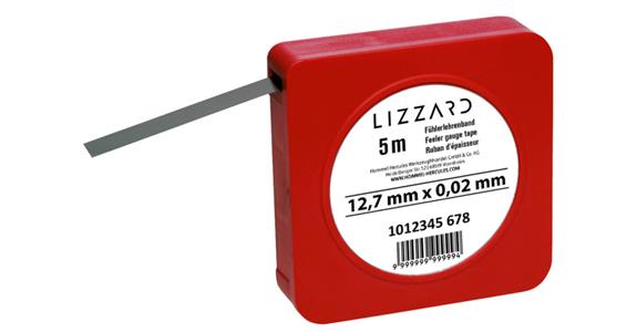 LIZZARD Fühlerlehrenband in einer Kunststoffdose Länge 5 m Stärke 0,90 mm Breite 12,7 mm
