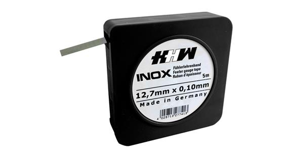 Fühlerlehrenband INOX Länge 5 m Breite 12,7 mm Stärke 0,03 mm in Kassette