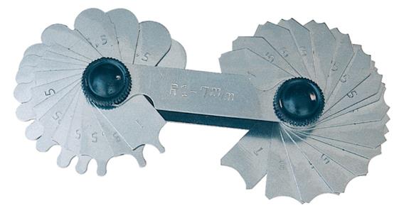 LIZZARD Radienschablone Konkav-und Konvexlehre Stahl 17 Blatt 1-7 mm Steig. 0,25/0,5 mm