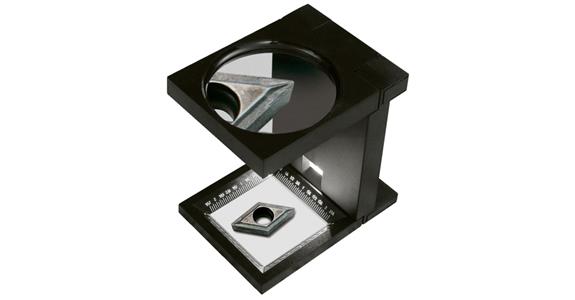 Präzisions-Messlupe bikonvex 3x Kunststoff Linsen-Ø 89 mm Beleuchtung H=133 mm