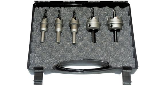 Hartmetall-Lochsägen-Satz 5-teilig Ø 16/20/25/32/40 mm im Kunststoffkoffer