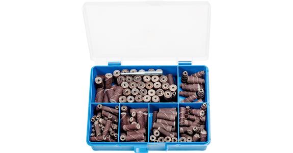 Schleifrollen-Set 150-tlg. zylindrisch + konisch inklusive Halter