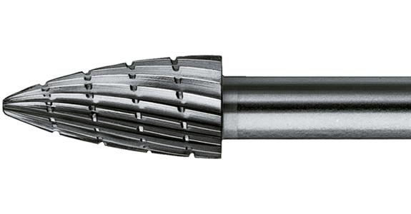 HSS-Frässtift Spitzbogenform (SPG) Schaft-Ø 6 mm Zahn. 3 Kopf-Øxlänge 16x30 mm