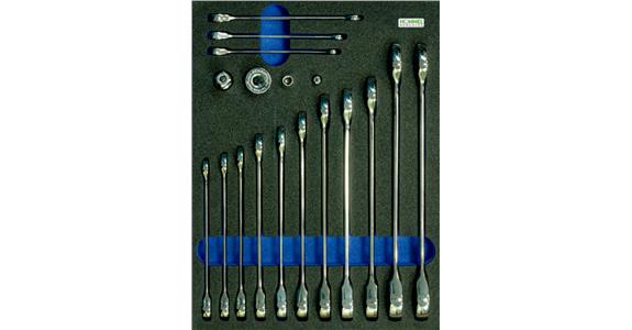 Ring-Maulschlüssel-Satz Ringknarre 18-teilig in OPT-I-STORE Einlage 260x345x30mm
