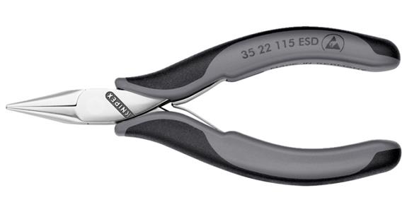 ESD-Elektronik-Greifzange flach-runde Backen Länge 115 mm