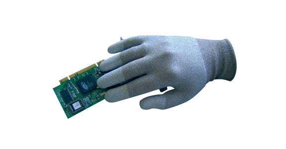 ESD-Handschuh L Polyamidgewebe paarweise Fingerkuppen-PU-beschichtet nahtfrei