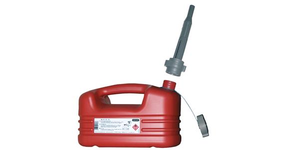 Kraftstoffkanister 20L mit Auslaufrohr, integrierte Entlüftung, rot, HDPE