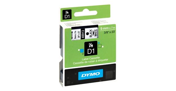 Schriftband-Kassette für Dymo Bandläne 7 m Bandbreite 9 mm schwarz/transparent