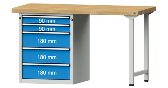 Kombiwerkbank 1500x700x850mm Modell 810V Buche-Massiv-Platte RAL7035/5012