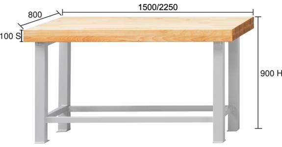 Schwerlastarbeitstisch Buche-Massiv-Platte LxTxH 1500x800x900 mm