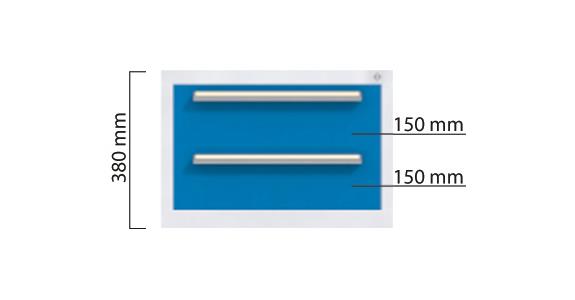 Schubladenschrank 1x150, 1x240, 100% ausziehbar, 470 x 572 x 600 mm