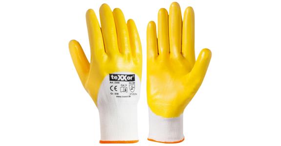 Polyester-Strickhandschuh Nitril gelb VE=12 Paar Gr.7
