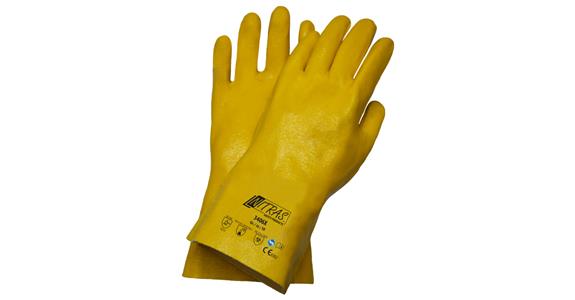 Nitril-Handschuh vollbeschichtet gelb mit Stulpe VE=12 Paar Gr.9