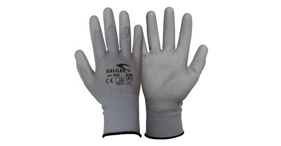 Nylon-Strickhandschuh PU-beschichtet grau VE=12 Paar Gr.9