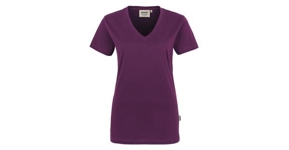 Damen-V-Shirt Classic aubergine Gr. M