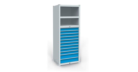 Modul 2 Schubladenregal RAL7035/5010 749x733x2030 mm