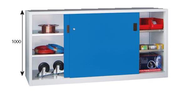 Schiebetürenschrank Vollblechtüren H 1200 x B 2000 x T 400 mm RAL 7035/5012