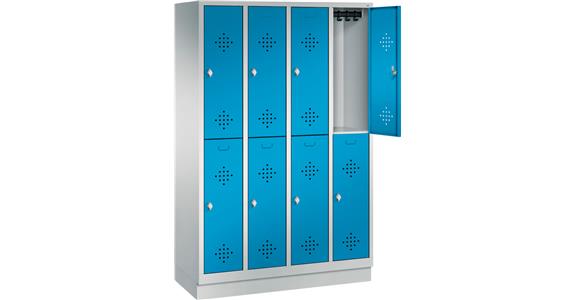 Doppelstöckiger Garderobenschrank 2 Abteile mit Sockel RAL7035/5012 1800x610x500