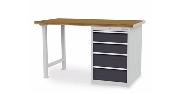 Reihenwerkbank B1500xT750xH859mm 4 Schubladen RAL7035/7016