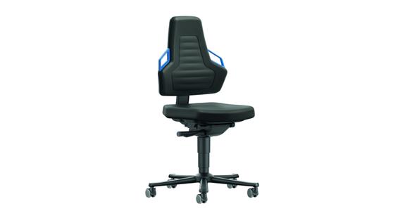 Arbeitsdrehstuhl Nexxit 2 Sitzhöhe 450-600mm mit Rollen Stoff schwarz Griff blau