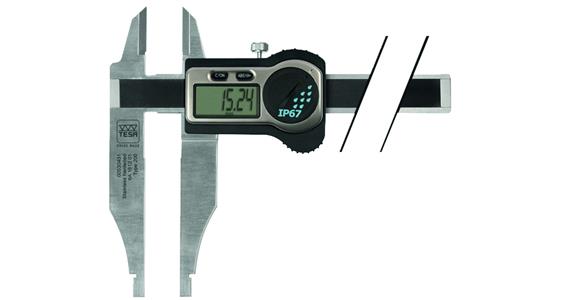 Digital-Werkstattmessschieber 0-200 mm TWIN-CAL IP67 Messerspitzen Datenausgang