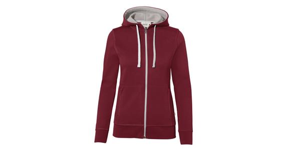 Damen Kapuzenjacke Bonded weinrot/silber Gr. S