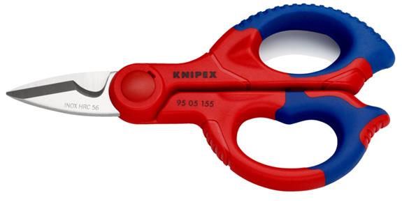 Elektrikerschere 155 mm mit Zweikompontengriff mit Gürteltasche