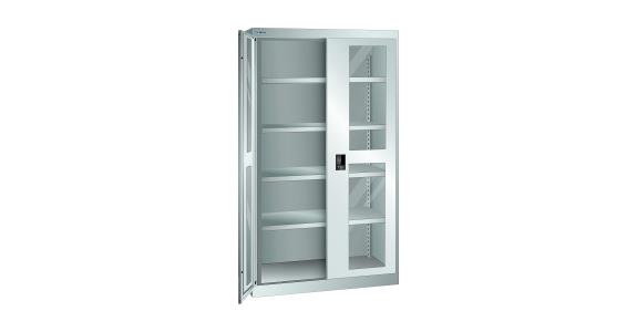 Schwerlastschrank mit 2 Sichtfenster-Flügeltüren 1100x641x1950mm RAL 7035