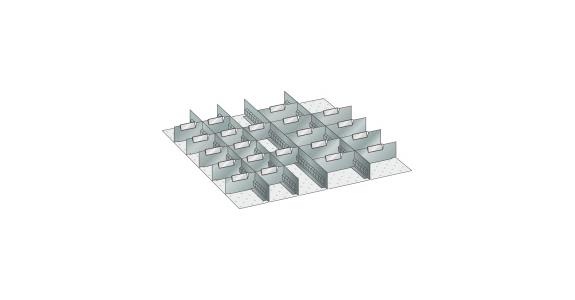 Set Schlitz-Trennbleche  BxT 612x612mm FH100,125mm 4Schlitzwände 21Trennbleche