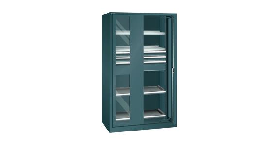 Schwerlastschrank mit 2 Sichtfenster-Einschwenktüren 1146x690x1950mm RAL 7016