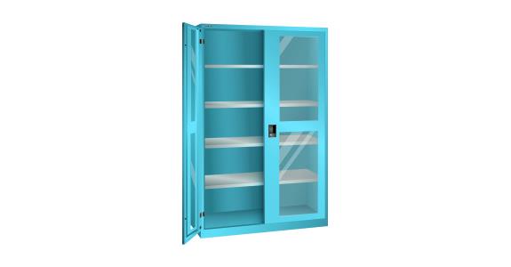 Flügeltürschrank mit Sichtfenster-Türen BxTxH 1250x500x1950mm 4Fachböden RAL5012